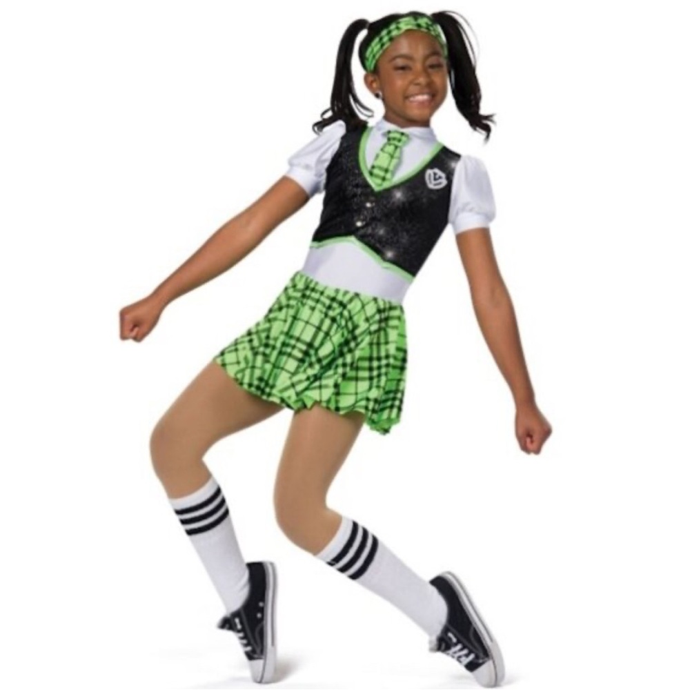 A wish come truel, neon green, schools out, school girl dance costume